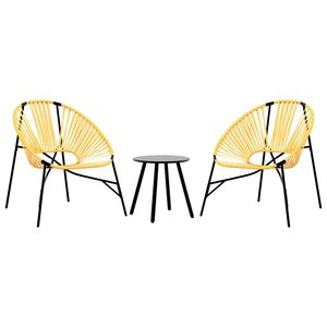 vidaXL Lot de 3 Chaise de jardin noir et jaune résine tressée