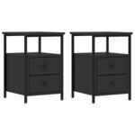 vidaXL Tables de chevet 2 Pièces noir 34x35 5x50 cm bois d'ingénierie