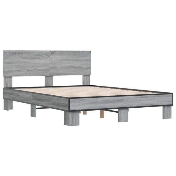 vidaXL Cadre de lit sonoma gris 120x200 cm bois d'ingénierie et métal