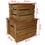 vidaXL Jeu de caisse de rangement 2 Pièces Bois de récupération massif