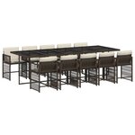 vidaXL Ensemble à manger de jardin et coussins 11 Pièces marron rotin