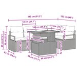 vidaXL Ensemble de Canapé de Jardin 6 Pièces avec Coussins Gris Poly Rattan Acacia