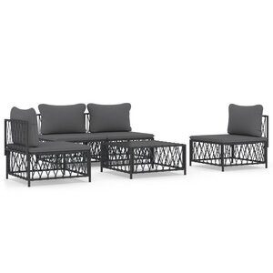 vidaXL Salon de jardin avec coussins 5 Pièces anthracite acier