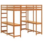 vidaXL Lit superposé et bureau et échelle 140x200cm bois de pin massif