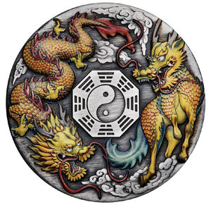 Pièce de monnaie en Argent 2 Dollars g 62.2 (2 oz) Millésime 2022 DRAGON AND QILIN