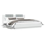 vidaXL Cadre de lit avec tête de lit et lumières LED blanc 160x200 cm