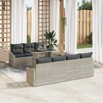 vidaXL Ensemble de canapé de jardin 8 pièces avec coussins gris clair en poly rotin