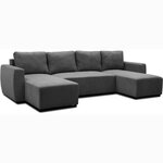 Canapé d'angle convertible panoramique PHAREL 5/6 places - anthracite - Coffre de rangement - 297x155x85 cm