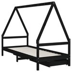 vidaXL Cadre de lit enfant avec tiroirs noir 90x200 cm bois pin massif