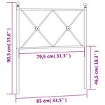 vidaXL Tête de lit métal noir 80 cm