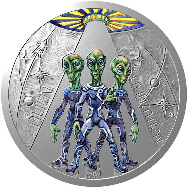 Pièce de monnaie en Argent 1 Dollar g 31.1 (1 oz) Millésime 2024 Milky Way EXTRATERRESTRIAL LIFE