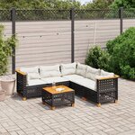 vidaXL Salon de jardin 6 Pièces avec coussins noir résine tressée