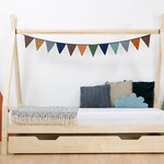 Lit Tipi enfant bois massif gris 90 x 190 cm