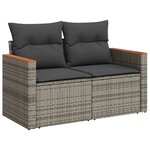 vidaXL Salon de jardin avec coussins 7 Pièces gris résine tressée