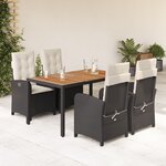 vidaXL Ensemble à manger de jardin coussins 5Pièces Noir Résine tressée
