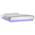 vidaXL Cadre de lit à LED blanc 140x190 cm bois massif