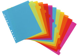 Lot de 12 intercalaires A4 maxi pour classeur maxi ou classeur à levier - Coloris Happy Fluo