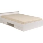 Lit adulte ZODIAC 160 x 200 - blanc - 2 tiroirs - 165.8 x 58.9 x 203 cm