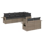 vidaXL Salon de jardin avec coussins 7 Pièces gris résine tressée