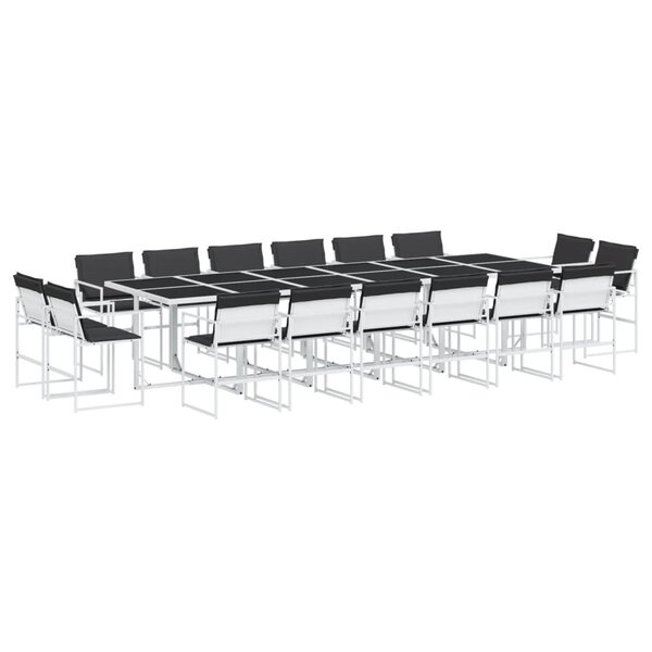 vidaXL Ensemble à manger de jardin avec coussins 17Pièces blanc textilène