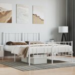vidaXL Cadre de lit métal avec tête de lit/pied de lit blanc 140x200cm