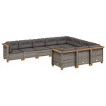 vidaXL Salon de jardin avec coussins 10 Pièces gris résine tressée