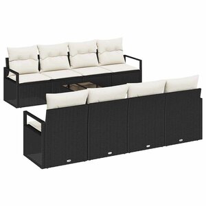 vidaXL Ensemble de Canapés avec coussin 7 Pièces Noir et Crème polyrotin