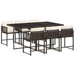 vidaXL Ensemble à manger de jardin et coussins 7 Pièces marron rotin
