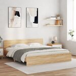 vidaXL Cadre de lit avec LED sans matelas chêne sonoma 180x200 cm