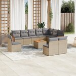 vidaXL Salon de jardin 11 Pièces avec coussins beige résine tressée