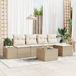 vidaXL Ensemble de canapés de jardin 6 pièces avec coussins Rattan poly brun