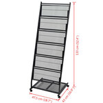 vidaXL Porte-revues 47 5 x 43 x 133 cm Noir A4
