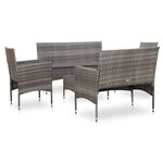 vidaXL Salon de jardin 5 Pièces avec coussins résine tressée gris