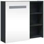 vidaXL Armoire de salle de bain à miroir avec LED noir 60x13x52 cm