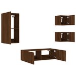 vidaXL Meuble TV muraux 4 Pièces avec lumières LED chêne marron