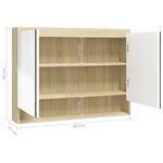 vidaXL Armoire à miroir de salle de bain 80x15x60cm MDF Blanc et chêne