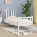 vidaXL Cadre de lit Blanc Bois massif 75x190 cm Petit simple