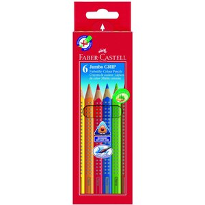Crayons de couleur JUMBO GRIP, étui en carton de 6 FABER-CASTELL