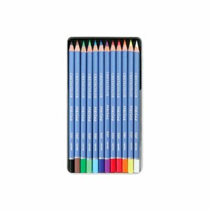 Set 12 crayons de couleur aquarellables - Boîte métal - Marino