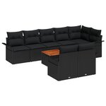 vidaXL Ensemble de canapés de jardin de 9 pièces avec coussins noir poly rotin