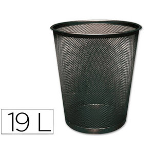 Corbeille à papier q-connect maille métallique forme circulaire 19l 295x345x240mm coloris noir