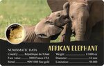 Pièce de monnaie en Or 3000 Francs g 0.031 (1/1000 oz) Millésime 2024 Gold Gift AFRICAN ELEPHANT 1/1000