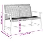 vidaXL Banc de jardin gris 112 cm résine tressée et bois d'acacia