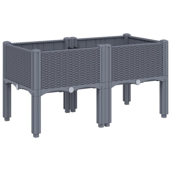 vidaXL Jardinière avec pieds gris 80x40x42 cm PP