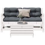 vidaXL Salon de jardin 3 Pièces avec coussins blanc bois de pin massif