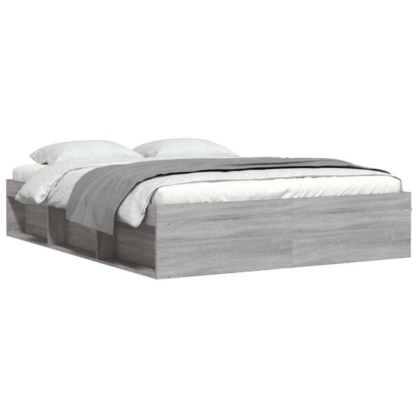 vidaXL Cadre de lit sonoma gris 140x190 cm