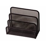Trieur enveloppes q-connect métal mesh maille métallique 3 compartiments courrier 170x135x83mm coloris noir