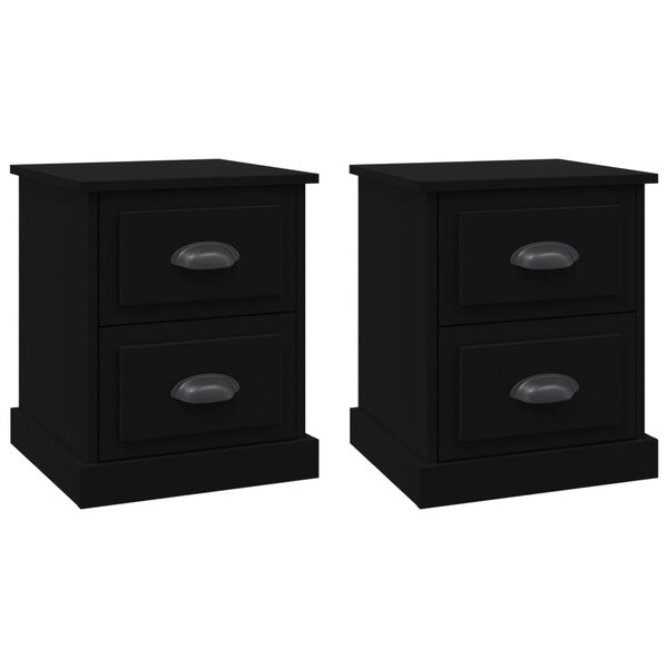 vidaXL Tables de chevet 2 Pièces noir 39x39x47 5 cm bois d'ingénierie