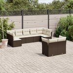 vidaXL Salon de jardin avec coussins 9 Pièces marron résine tressée