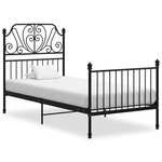 vidaXL Cadre de lit Noir Métal 90x200 cm